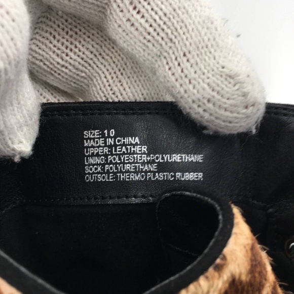 Farylrobin Womens Combat Boot Brown Calf Hair Leopard Print Platform Boot Sz 10 - Picture 9 of 11